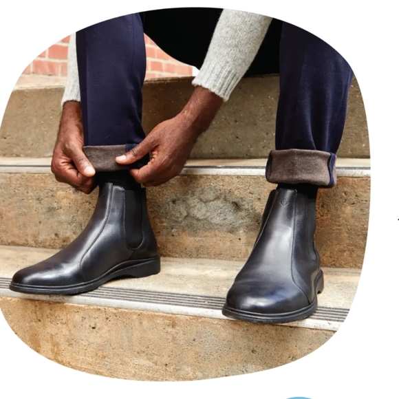 Men's Black Leather Cole Haan Zipper Boots